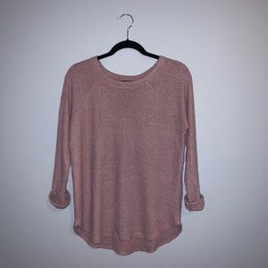 Long sleeve crew neck waffle sweater tee